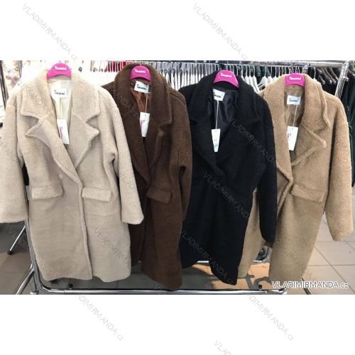Kabát flaušový dlouhý rukáv dámský (S/M ONE SIZE) ITALSKÁ MÓDA IMWM217149