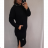 Šaty dlouhý rukáv s kapucí dámské (2xl/3xl ONE SIZE) ITALSKÁ MODA IM421588/DR black 2XL / 3XL ONE SIZE