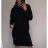 Šaty dlouhý rukáv s kapucí dámské (2xl/3xl ONE SIZE) ITALSKÁ MODA IM421588/DR black 2XL / 3XL ONE SIZE