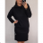 Šaty dlouhý rukáv s kapucí dámské (2xl/3xl ONE SIZE) ITALSKÁ MODA IM421588/DR black 2XL / 3XL ONE SIZE