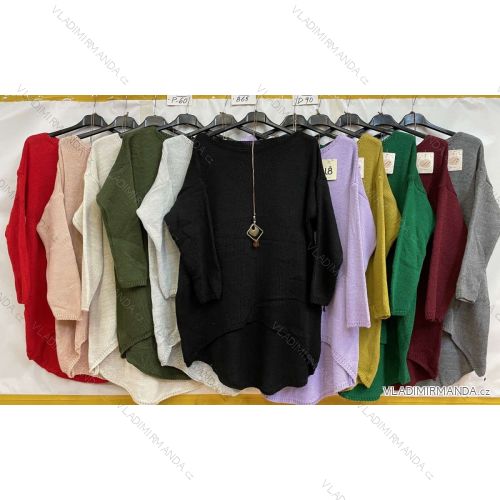 Knitted Dress Ala Sweater Long Sleeve Women's Plus Size (XL / 2XL ONE SIZE) ITALIAN FASHION IM4212262