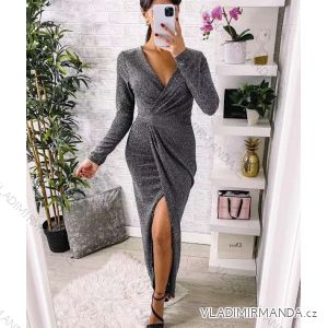 Šaty elegantní dlouhý rukáv dámské (S/M ONE SIZE) ITALSKÁ MÓDA IMWY21893