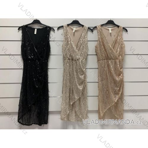 Šaty elegantní dlouhý rukáv dámské (S/M ONE SIZE) ITALSKÁ MÓDA IMWM217234