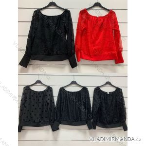 Tričko elegantní dlouhý rukáv dámské (UNI S/M) ITALSKÁ MÓDA IMM20954