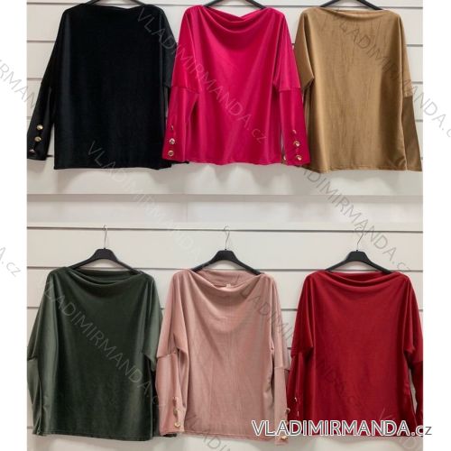 Tričko elegantní dlouhý rukáv dámské (UNI S/M) ITALSKÁ MÓDA IMM20954