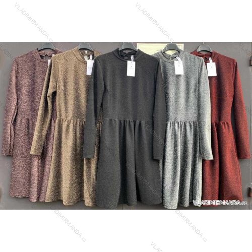 Šaty elegantní dlouhý rukáv dámské (S/M ONE SIZE) ITALSKÁ MÓDA IMWM217234