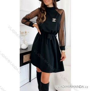 Šaty elegantní dlouhý rukáv dámské (S/M ONE SIZE) ITALSKÁ MÓDA IMWM217234
