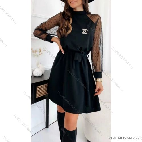 Šaty elegantní dlouhý rukáv dámské (S/M ONE SIZE) ITALSKÁ MÓDA IMWM217234