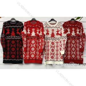 Šaty vánoční dlouhý rukáv dámské (S/M ONE SIZE) ITALSKÁ MÓDA IMWY21885