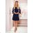 228-9 LUCY - pleated comfortable dress - Navy Blue