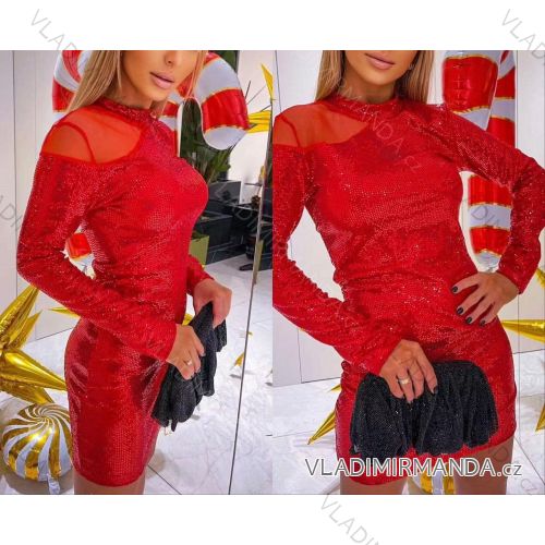 Šaty dlouhý rukáv dámské (S/M ONE SIZE) ITALSKÁ MÓDA IMM211535
