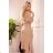 356-1 Wrap sweater dress with a binding - beige stripes