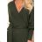 356-2 Wrap sweater dress with a binding - khaki stripes