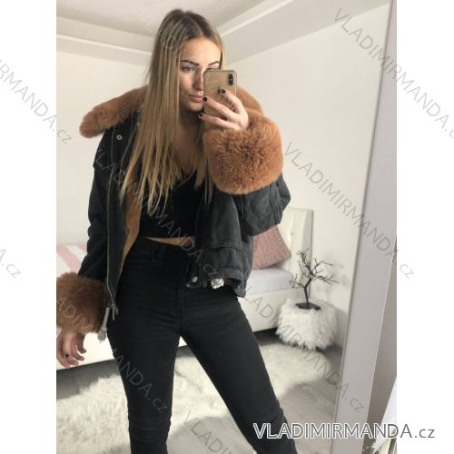 Jacket winter jacket with hood and fur women oversized (46-54) POLISH FASHION BLI19YP-18057-12