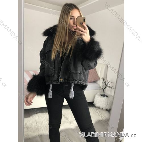 Jacket winter jacket with hood and fur women oversized (46-54) POLISH FASHION BLI19YP-18057-12