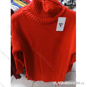 Šaty pletené svetr prodloužený s rolákem dlouhý rukáv dámský (S/M/L ONE SIZE) ITALSKÁ MÓDA IM72180085