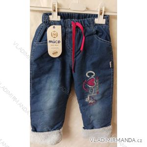 Rifle jeans  dětské dívčí s beránkem 110-128 ALYS RT23004