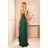 317-3 One shoulder long dress - dark green