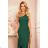 317-3 One shoulder long dress - dark green