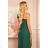 317-3 One shoulder long dress - dark green