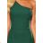 317-3 One shoulder long dress - dark green