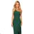 317-3 One shoulder long dress - dark green