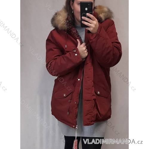 Women's oversized winter jacket (5XL-9XL) POLISH FASHION HKW21964 dark red 4XL