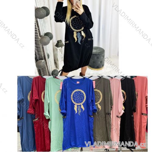 Women's Long Sleeve Hoodie Dress (S / M ONE SIZE) ITALIAN FASHION IMWA216095