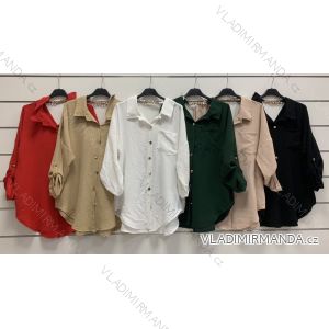 Šaty elegantní košilové dlouhý rukáv dámské (S/M ONE SIZE) ITALSKÁ MÓDA IMWY21734