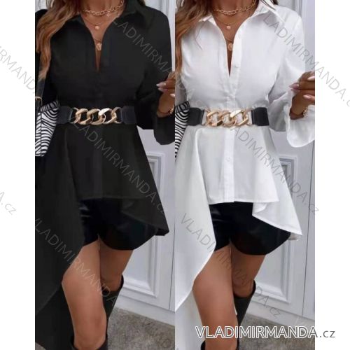 Šaty elegantní košilové dlouhý rukáv dámské (S/M ONE SIZE) ITALSKÁ MÓDA IMWY21734