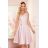 114-14 Flared dress - heart-shaped neckline - powder pink + glitter
