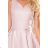 114-14 Flared dress - heart-shaped neckline - powder pink + glitter