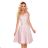 114-14 Flared dress - heart-shaped neckline - powder pink + glitter