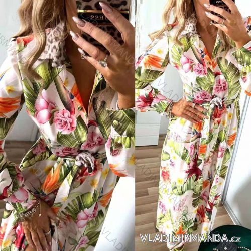 Šaty elegantní košilové dlouhý rukáv dámské (S/M ONE SIZE) ITALSKÁ MÓDA IMWY21734