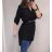Women's Long Long Sleeve Extended Tunic (L / XL ONE SIZE) ITALIAN FASHION IMD211117 black
