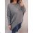 Women's long sleeve sweater (S -M -L ONE SIZE) Italian fashion IM821032 Brown 5XL/6XL