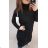 Šaty dlouhý rukáv dámské (L/XL ONE SIZE) ITALSKÁ MÓDA IM4212717 XL/2XL black
