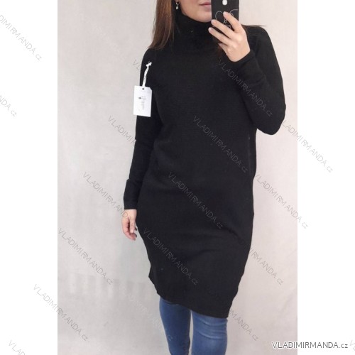 Šaty dlouhý rukáv dámské (L/XL ONE SIZE) ITALSKÁ MÓDA IM4212717 XL/2XL black