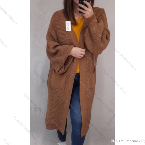 Cardigan knitted long sleeve women (UNI S / M) ITALIAN FASHION IMD20424 Brown