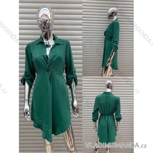 Šaty elegantní košilové dlouhý rukáv dámské (S/M ONE SIZE) ITALSKÁ MÓDA IMWY21734