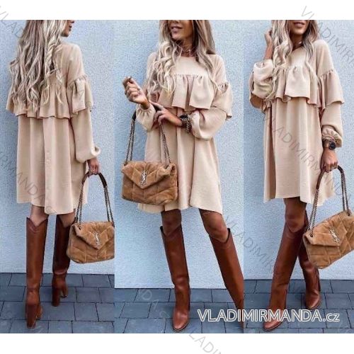 Šaty elegantní košilové dlouhý rukáv dámské (S/M ONE SIZE) ITALSKÁ MÓDA IMWY21734