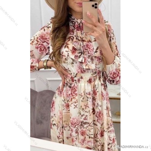 Šaty elegantní dlouhý rukáv dámské (S/M ONE SIZE) ITALSKÁ MÓDA IMWM217234
