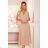 315-5 EMILY Pleated dress with frills and neckline - beige