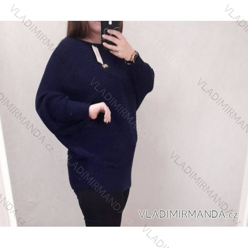Sweater oversize long sleeve women (2XL / 4XL ONE SIZE) ITALIAN MODA IM721300 Royal blue 2XL / 4XL