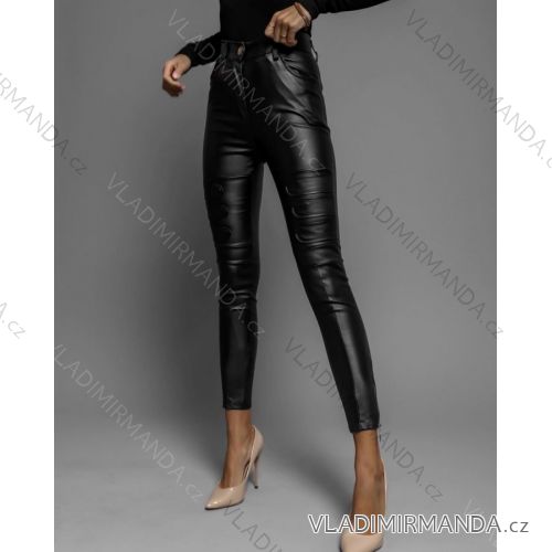 Elegant Long Leatherette High Waist Pants Women (S-XL) ITALIAN FASHION IMWA216601