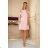 359-1 A trapezoidal dress with frills on the shoulders - pastel pink