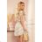 351-1 VALENTINE Dress with frills and a double skirt - pink flowers