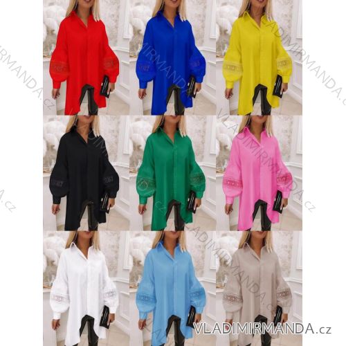 Šaty elegantní košilové dlouhý rukáv dámské (S/M ONE SIZE) ITALSKÁ MÓDA IMWY21734
