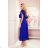 367-2 YANA Midi dress with pleated frills and a neckline - royal blue