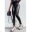 Elegant Long Leatherette High Waist Pants Women (S-XL) ITALIAN FASHION IMWA216601 black S